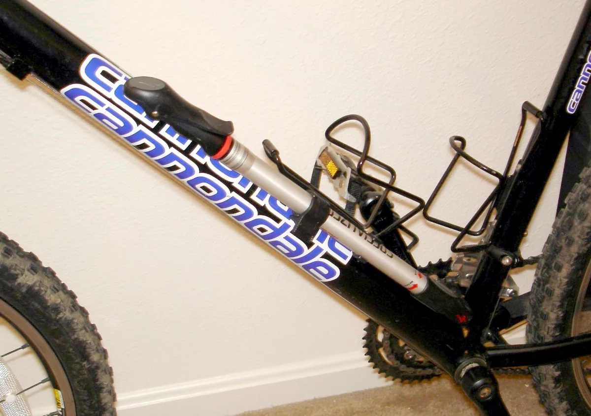 Frame-mounted bicycle pump